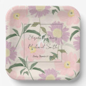 ピンクエレガントの花水彩保穂フローラ ペーパープレート (正面)