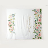 ピンクエレガントの花結婚の写真ブース背景 タペストリー (正面(横))