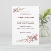 ピンクエレガントの花結婚式招待状 招待状 (スタンド正面)