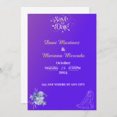 ピンクエレガントの花結婚式招待状 招待状 (正面/裏面)