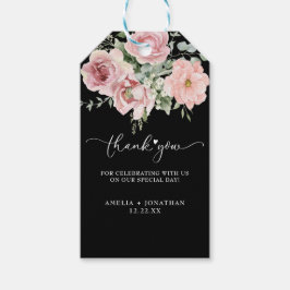 ピンクエレガントの花結婚様お願い ギフトタグ
