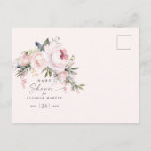 ピンクエレガントの花緑の庭ベイビーシャワー ポストカード (裏面)