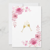 ピンクエレガントの花緑の金ゴールドブライダルシャワー 招待状 (裏面)