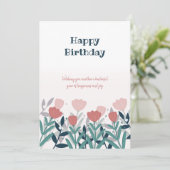 ピンクエレガントの花自然誕生日カード 招待状 (スタンド正面)