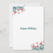 ピンクエレガントの花自然誕生日カード 招待状 (裏面)