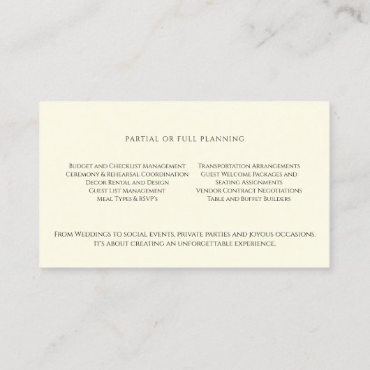 ピンクエレガントの花金ゴールドの塗りイベントプランナー 名刺 (裏面)