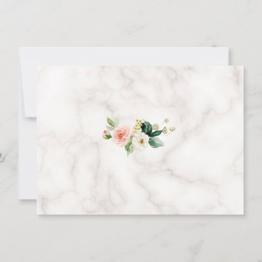 ピンクエレガントの花金ゴールドフレーム大理石結婚の セーブザデート (裏面)