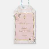 ピンクエレガントの花金ゴールド洗礼 ギフトタグ (正面)