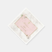 ピンクエレガントの花金ゴールド洗礼 スタンダードカクテルナプキン (角)