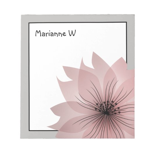 ピンクエレガントの花 ノートパッド (正面)