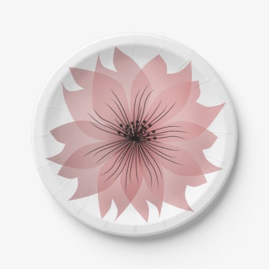 ピンクエレガントの花 ペーパープレート (正面)