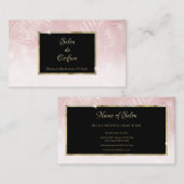 ピンクエレガントの葉の金ゴールドフレームのヘアと美しい 名刺 (正面/裏面)