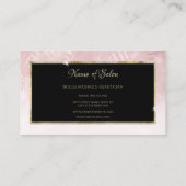 ピンクエレガントの葉の金ゴールドフレームのヘアと美しい 名刺 (裏面)