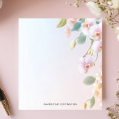 ピンクエレガントの蘭のカスケーキパーソナライズされたング名 ノートパッド