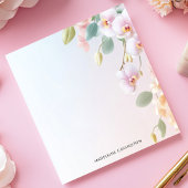 ピンクエレガントの蘭のカスケーキパーソナライズされたング名 ノートパッド