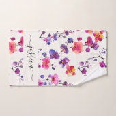 ピンクエレガントの蘭のパターンのスクリプト名 バスタオルセット (ハンドタオル)