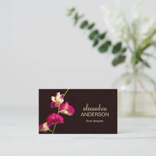 ピンクエレガントの蘭の写真 名刺 (スタンド正面)