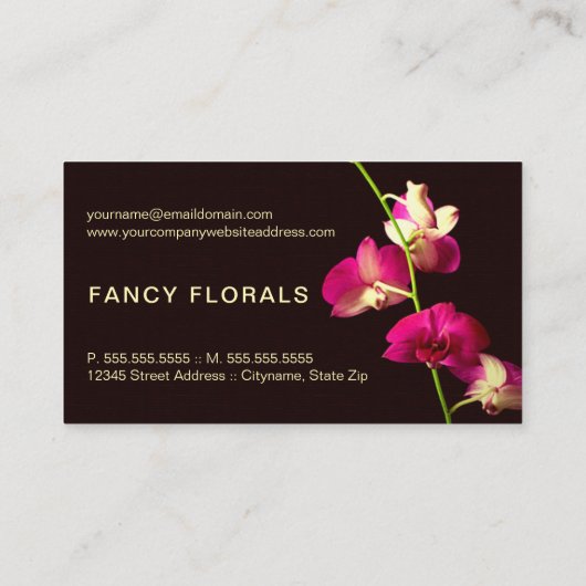 ピンクエレガントの蘭の写真 名刺 (裏面)