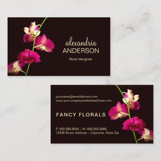 ピンクエレガントの蘭の写真 名刺 (正面/裏面)