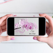 ピンクエレガントの蘭の結婚式の日付を保存 招待状