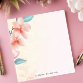 ピンクエレガントの蘭の花のパーソナライズされた名前 ノートパッド