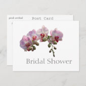 ピンクエレガントの蘭の花のブライダルシャワー インビテーションポストカード (正面/裏面)