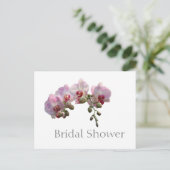 ピンクエレガントの蘭の花のブライダルシャワー インビテーションポストカード (スタンド正面)