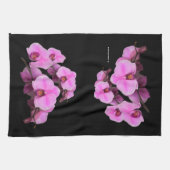 ピンクエレガントの蘭ファレノプシスをブラック キッチンタオル (横)