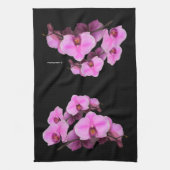 ピンクエレガントの蘭ファレノプシスをブラック キッチンタオル (縦)