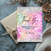 ピンクエレガントの虹色の銀のグリッター感謝していユー カード