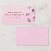 ピンクエレガントの蝶。フローラ結婚詳細 エンクロージャーカード (正面/裏面)