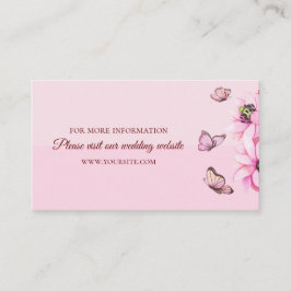 ピンクエレガントの蝶。フローラ結婚詳細 エンクロージャーカード