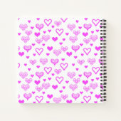 ピンクエレガントの装飾ハートパターンファインアート ノートブック (裏面)