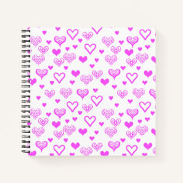 ピンクエレガントの装飾ハートパターンファインアート ノートブック