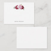 ピンクエレガントの赤いバラ文具パーソナライズされた ノートカード (正面/裏面)