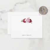 ピンクエレガントの赤いバラ文具パーソナライズされた ノートカード (正面/裏面インサイチュ)