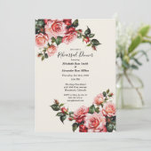ピンクエレガントの赤いバラ結婚スのリハーサル 招待状 (スタンド正面)