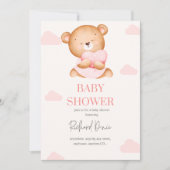 ピンクエレガントの赤ちゃん女の子のシャワーの招待状 招待状 (正面)