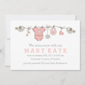 ピンクエレガントの赤ちゃん服の発表 案内状 (正面)