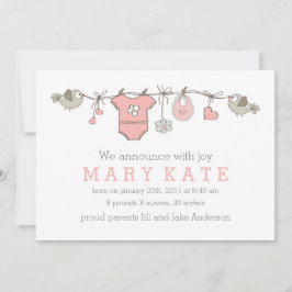 ピンクエレガントの赤ちゃん服の発表 案内状