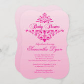 ピンクエレガントの赤グラデーションちゃんシャワー招待状 招待状 (正面/裏面)