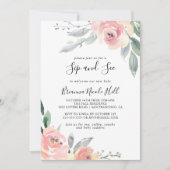 ピンクエレガントの赤面フローラSIPと参照 招待状 (正面)