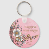 ピンクエレガントの輝き結婚の背景 キーホルダー (正面)
