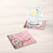 ピンクエレガントの輝き結婚の背景 スクエアペーパーコースター (インサイチュ)