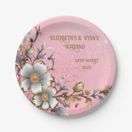 ピンクエレガントの輝き結婚の背景 ペーパープレート