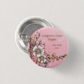 ピンクエレガントの輝き結婚の背景 缶バッジ (正面&裏面)