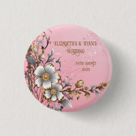 ピンクエレガントの輝き結婚の背景 缶バッジ