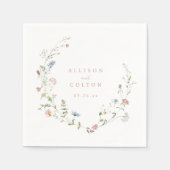 ピンクエレガントの野素朴花ボホ結婚の スタンダードカクテルナプキン (正面)