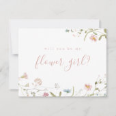 ピンクエレガントの野花が私の花娘になるよ 招待状 (正面)