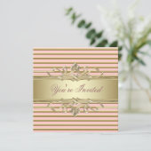 ピンクエレガントの金ゴールドパーティの招待状 招待状 (スタンド正面)